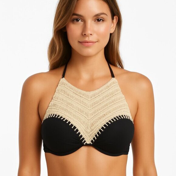 The Bikini Lab Halter Crochet Bikini Swim Top - Picture 1 of 9